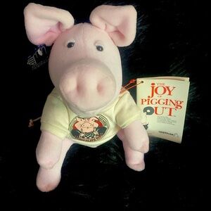 The joy of pigging out plush and necklace book Pink pig piggy porker baddie pig